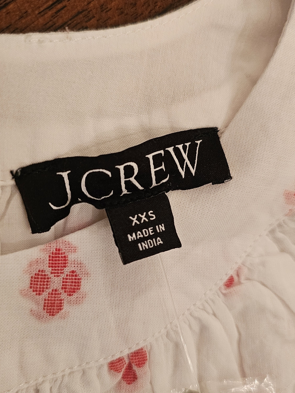 J.Crew Womens White Gauzy Top Smocked Neck Short Sleeve Red Embroidered Dots XXS - Picture 4 of 12